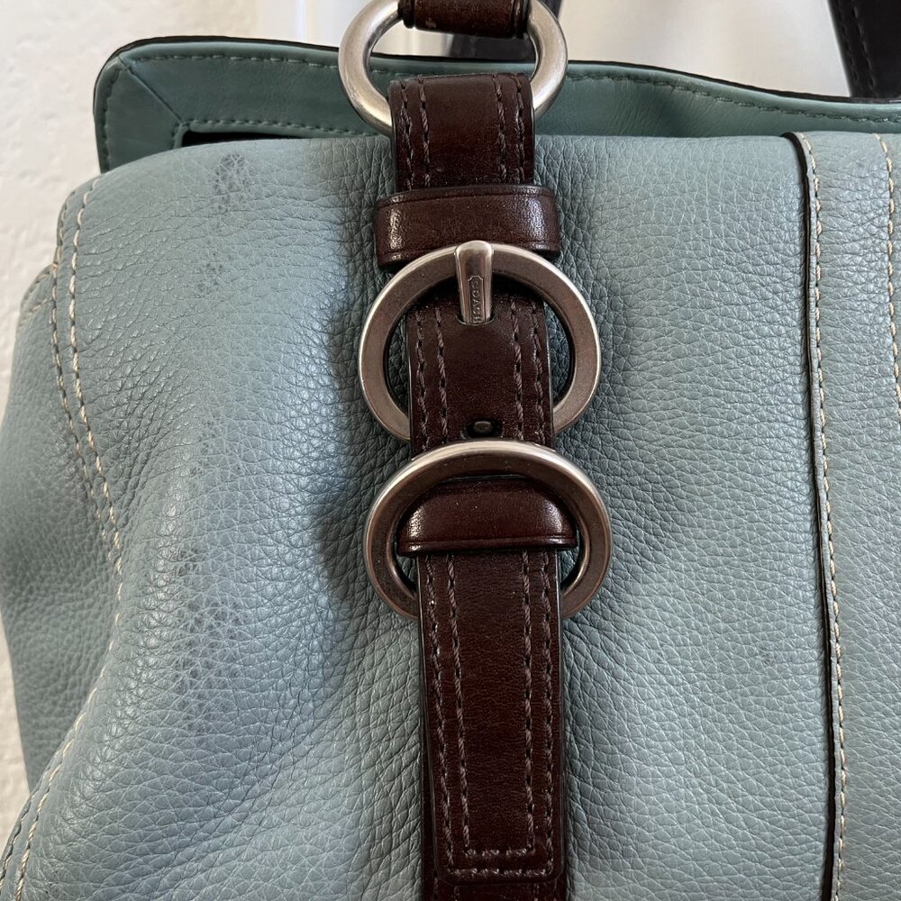 COACH ~ Blue/Brown F12334 Pebble Leather Chelsea Satchel w/ Silver Hardware - Picture 2 of 14